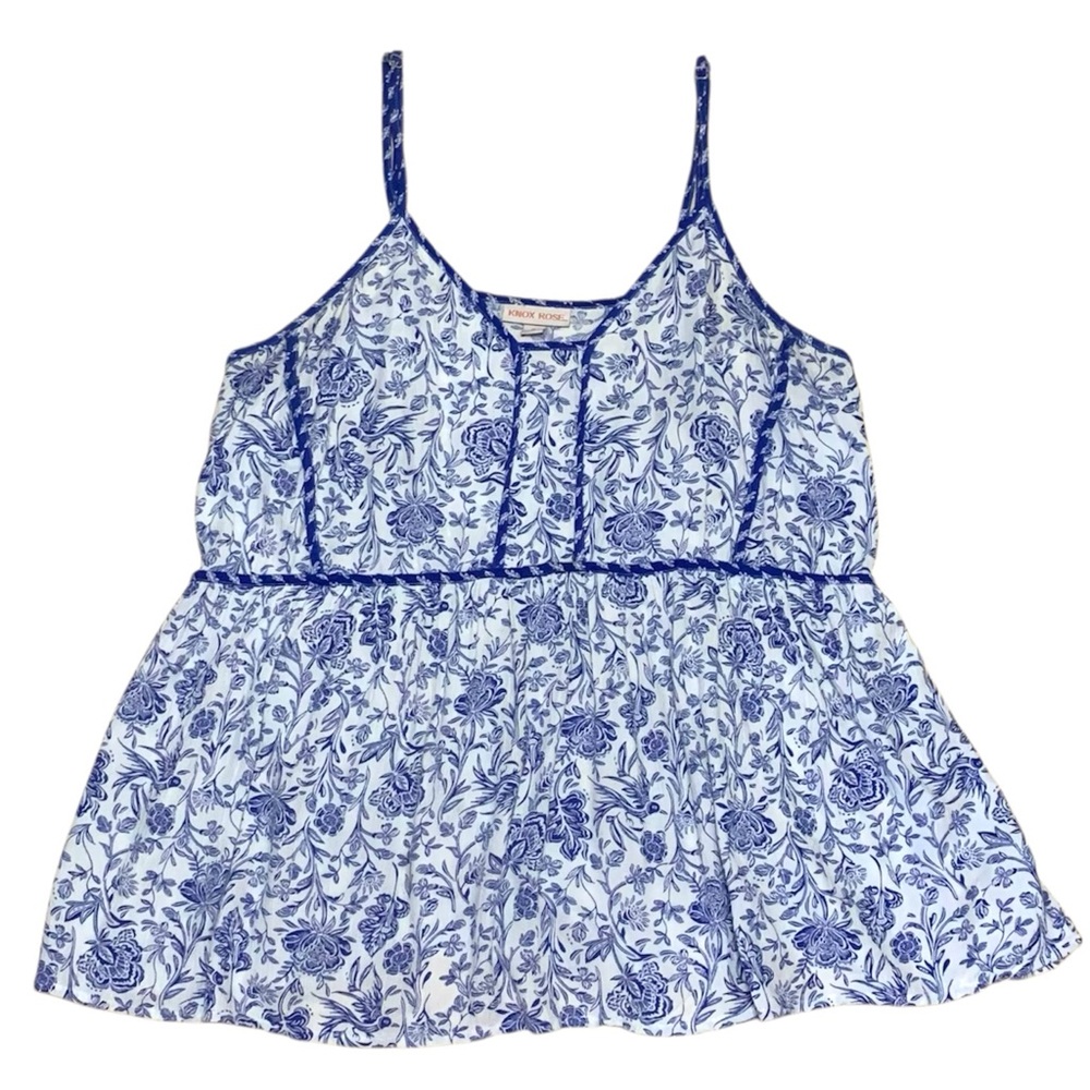 Knox Rose Blue and White Floral Camisole